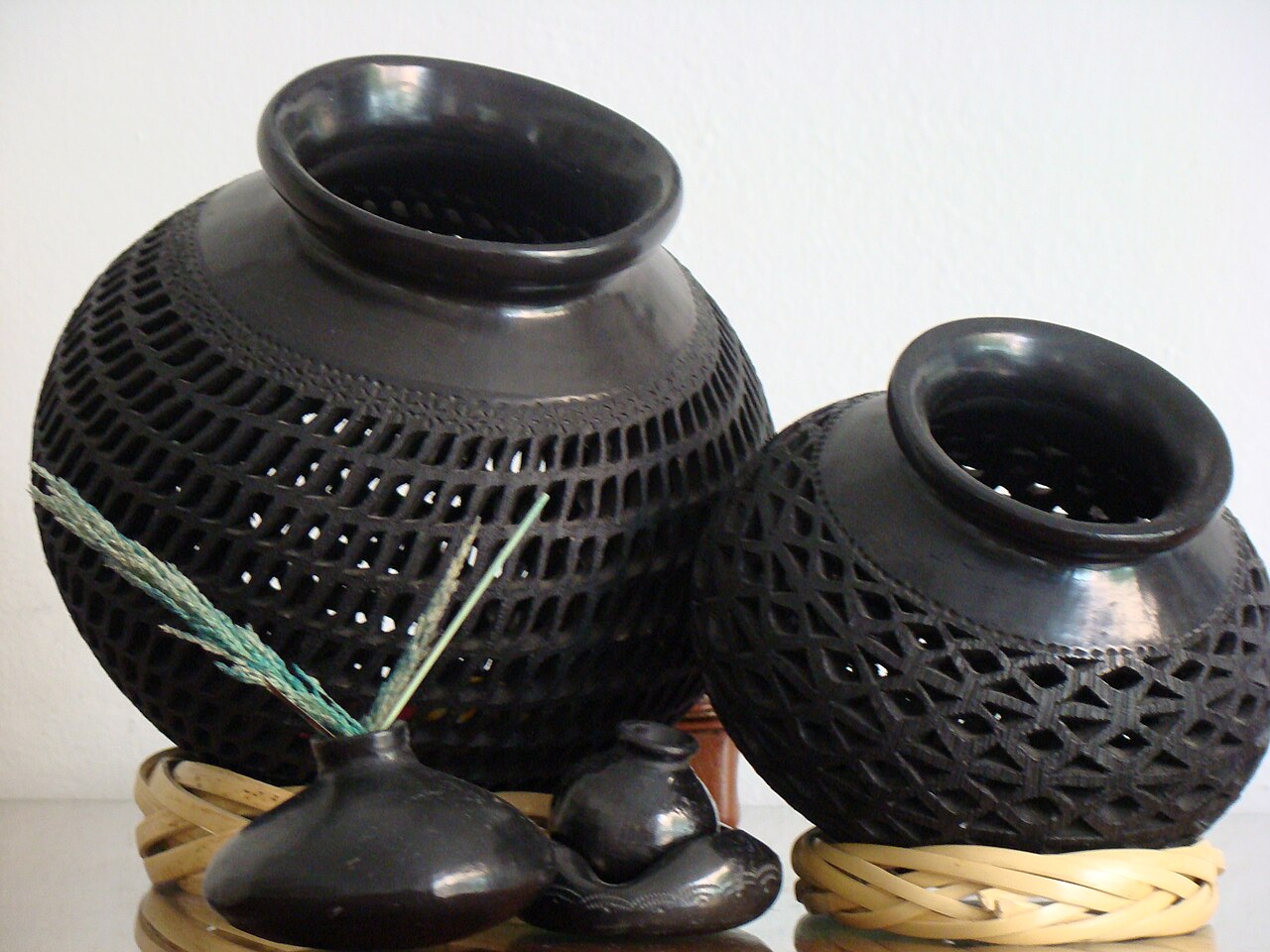 Polished black clay pots before firing in San Bartolo Coyotepec, Oaxaca